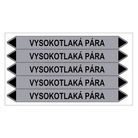 Značení potrubí, vysokotlaká pára,5 ks, 150 × 12 mm